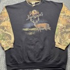 Vintage Leinenkugel   s Deer Crewneck Sweatshirt Men   s 2xl Black Camo Sleeve Beer 