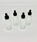 4 Pack - 2oz Clear Boston Glass Bottles With Glass Eye Dropper- New   60 Ml 