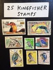25 Topical Stamps   Kingfisher Birds    Colorful Worldwide Variety     lot 176 