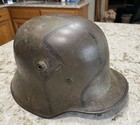 German Ww1 M1916 Camouflaged Helmet W  Original Liner   Chinstrap Si 66