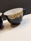 Vintage Lomonosov Lfz Russian Porcelain Tea Cups Pair - Cobalt Blue   Gold