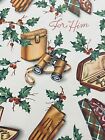 Vtg Christmas Wrapping Paper Gift Wrap For Him Tie Glove Binoculars Nos 1950s