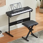 Black 61 Key Light Up Electronic Piano Keyboard Bench stand headphone microphone