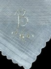 Vintage Gold On White Monogram  b  Brides Handkerchief   60