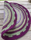 Handmade Crocheted Rag Rug 36  Claret Purples  Greens Round Swirl Ree Vick