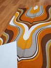 Awesome Rare Vintage Mid Century Retro 70s Grey Tan Golden Drop Fabric  Look 