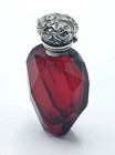 Victorian Silver Ruby Glass Perfume Bottle C1875