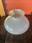 Vintage White Smooth Milk Glass Lamp Shade Ruffled Top Huge 12    Fitter Ring