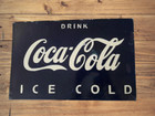 Coca Cola Porcelain Enamel Heavy Metal Sign 18 X 10   With Flange Double  Side