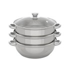 3 Tier Steamer Hot Pot Stainless Steel Cooker Steam Pot Food Cooking   Glass Lid