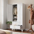 71  Tall Metal Wardrobe - 2 Drawers Hanging Rod Shelf 2-door For Home Office