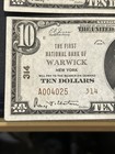 1929  10 First National Bank Warwick Ny National Currency Ch  314 2 Consecutive
