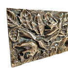 Flower Roses Bronze Mount Pediment Plaque 8 66 Vintage French Salvaged Furniture