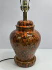 Vtg Mcm Hand Thrown Volcanic Drip Glaze Ceramic Ginger Jar Brown Orange Working