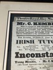 Antique 1835 London Theatre Royal Haymarket Playbill Charles Kemble Inconstant 