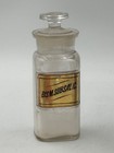 Antique Apothecary Pharmacy Glass Bottle Bism Subsalic Gold Label Glass Stopper