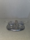 Vintage Rodney Kent Hammered Aluminum Condiment Set Floral Handled Tray W Spoons