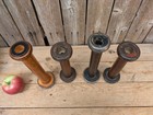 Lot Of 4 Antique Vtg Wooden Industrial Spool Bobbins 9 1 4   7 1 2 Inches