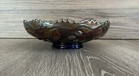 Vintage Fenton Cobalt Blue Electric Peacock At The Urn Plate Shallow Bowl 8   