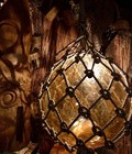 Tiki Bar Drilled Glass Float Light Lamp 12    From Vintage Japanese Fishing Ball 