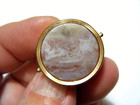 7 8 Large Antique Victorian Pink Ocean Jasper Gold Filled Collar Button 1875