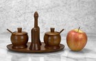 Mid-century Modern Teak Cruet Serving Salt   Pepper Set
