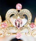 Pink Crystal Tiara  Girl s Gold Tiara  Heart Shape Tiara  Princess Party Tiara