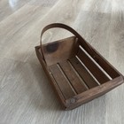 Wooden Slatted Gathering Basket W  Moving Handle Rustic Decor Farmhouse Vintage