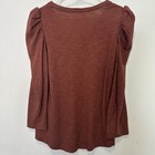 Chicos Top Shirt Size 1 Medium Brown Long Sleeve V Neck Tee Floral Casual
