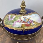 French Sevres Depose Cobalt Blue Porcelain And Bronze Candy Dish 7   x 6   