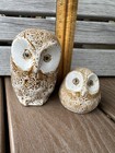 Pigeon Forge Pottery Owl Set Speckled Brown 4 5    And 2 5    Figurines Mama Baby