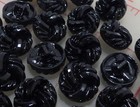 12 Black Czech Pressed Glass Shank Buttons Spiral Facet Design 9 16  14mm  464