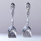     2 Mid-century Nils Johan Salt Spoons Shovel   Nickel Silver   Sweden   Nij4    