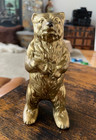 Vintage Coin Bank Solid Brass Grizzly Bear Piggy Money Box Heavy 2 Lbs 5 75    See