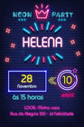 Digital Neon Glow Birthday Party Invitation Personalized Texts 4