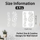 4pcs Lace Corner Stencils For Painting - Reusable Flower Border Wall Stencil    