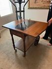 Vintage Wooden Tea Cart With Granite Top