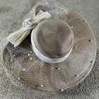 Whittall   Shon Hat Wide Brim Derby Veil Bow Flower Ivory Cream Womens Elegant