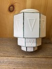 Antique 1930s Art Deco Milk Glass Ceiling Light Shade Skyscraper Tiered Triangle