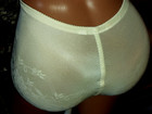 Vtg Satin Shiny Flowers Semi Sheer Tear Drop Panel Panties Girdle Nip Tuck Slim