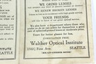 Walther Optical Institute Seattle Washington 1920s Advertising Vision Wear Lense