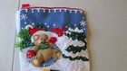 Christmas Stocking Felt Hand Stitched  Bucilla Sledding Bears Personalized