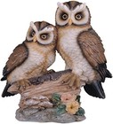 Tan And Brown Owl Figurine On Detailed Tree Log - Perfect For Home Decoration