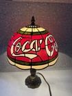 Vintage Coca Cola Tiffany Style Plastic Stained Glass Shade Lamp 15    Coke Euc