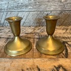 Vintage Brass Candlestick Pair Short Taper Candle Holders Rustic Decor Read
