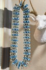 Graduation Money Lei 25 Crisp New Bills Folded Varsity Light Blue W white Beads