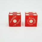 Vintage Aladdin Casino Las Vegas Dice Pair Red Frosted Transparent Unnumbered