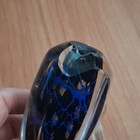 Art Glass Perfume Bottle W  Stopper  Blue Black Clear  Abstract Decorative 
