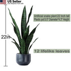 Beebel Artificial Plants Sansevieria Snake Plant With Black 22   22  Green