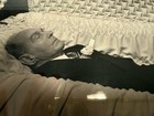 Antique Brass Framed Photograph Old Man In Casket